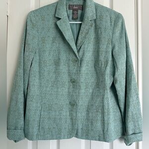 Vintage Norton Mcnaughton Tea Green Asian Design Blazer size 12p.